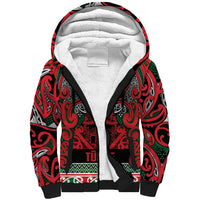 Aotearoa Iwi Tuhoe Sherpa Hoodie Maori Wharenui House Tribal Pattern