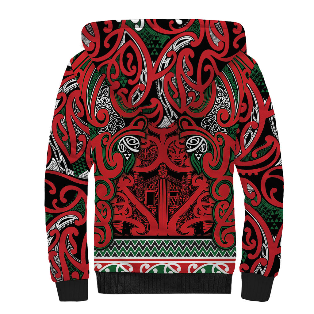 Aotearoa Iwi Tuhoe Sherpa Hoodie Maori Wharenui House Tribal Pattern