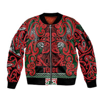 Aotearoa Iwi Tuhoe Sleeve Zip Bomber Jacket Maori Wharenui House Tribal Pattern