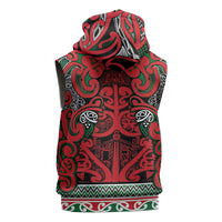 Aotearoa Iwi Tuhoe Sleeveless Zip Hoodie Maori Wharenui House Tribal Pattern