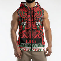 Aotearoa Iwi Tuhoe Sleeveless Zip Hoodie Maori Wharenui House Tribal Pattern