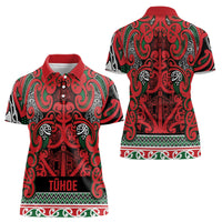 Aotearoa Iwi Tuhoe Women Polo Shirt Maori Wharenui House Tribal Pattern