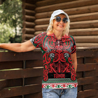 Aotearoa Iwi Tuhoe Women Polo Shirt Maori Wharenui House Tribal Pattern