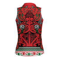 Aotearoa Iwi Tuhoe Women Sleeveless Polo Shirt Maori Wharenui House Tribal Pattern