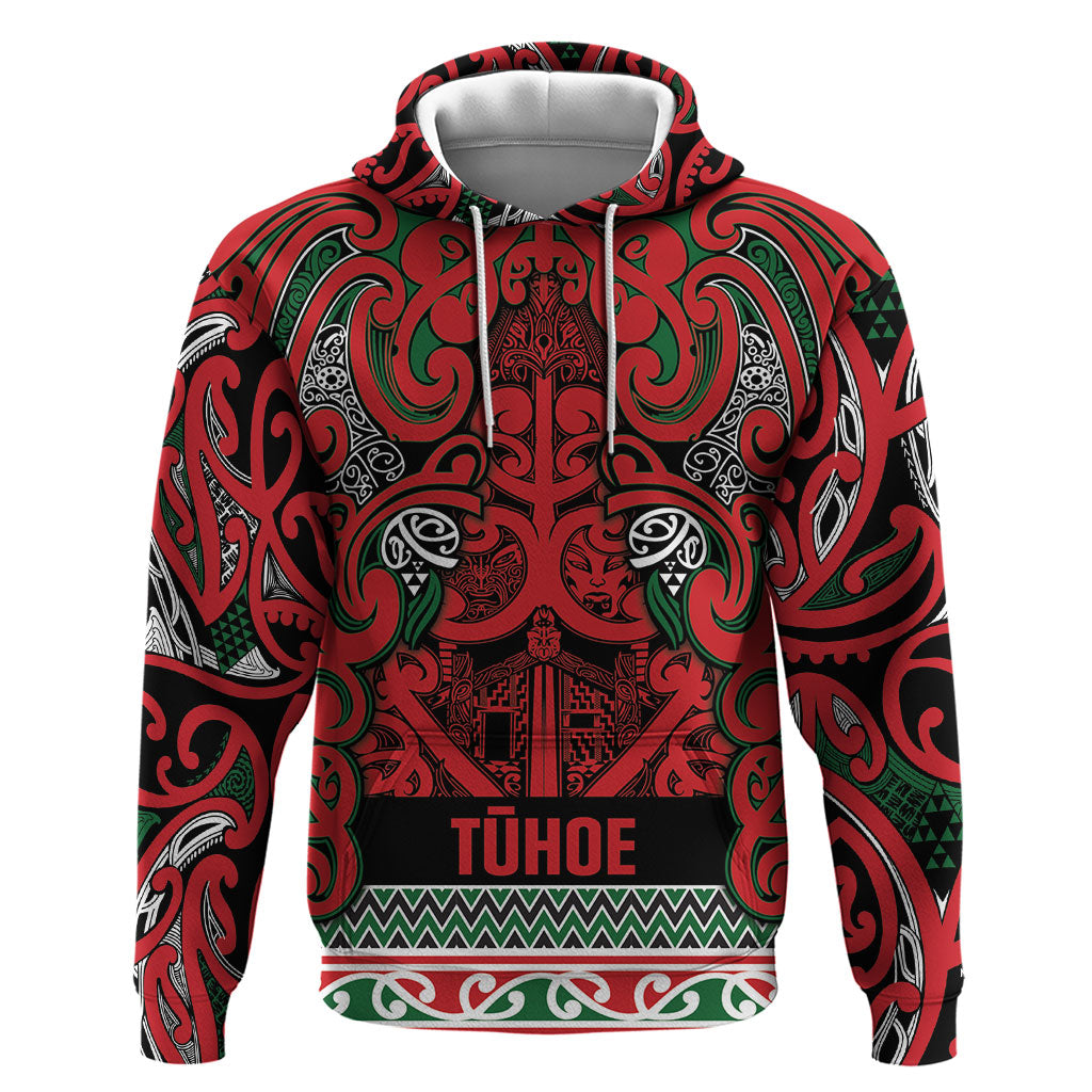 Aotearoa Iwi Tuhoe Zip Hoodie Maori Wharenui House Tribal Pattern