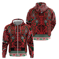 Aotearoa Iwi Tuhoe Zip Hoodie Maori Wharenui House Tribal Pattern
