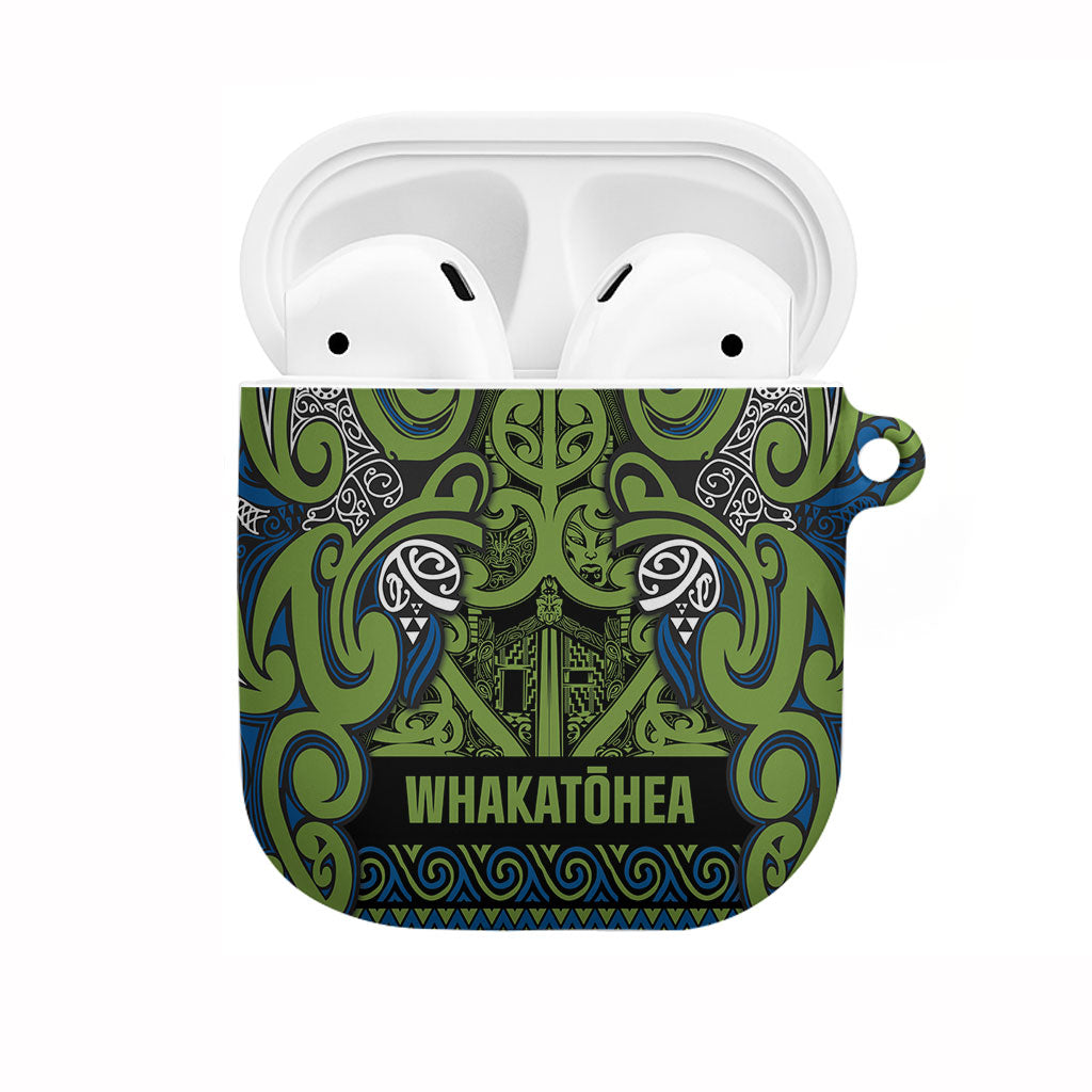 Aotearoa Iwi Whakatohea AirPods Case Maori Wharenui House Tribal Pattern LT9 Olive green - Polynesian Pride