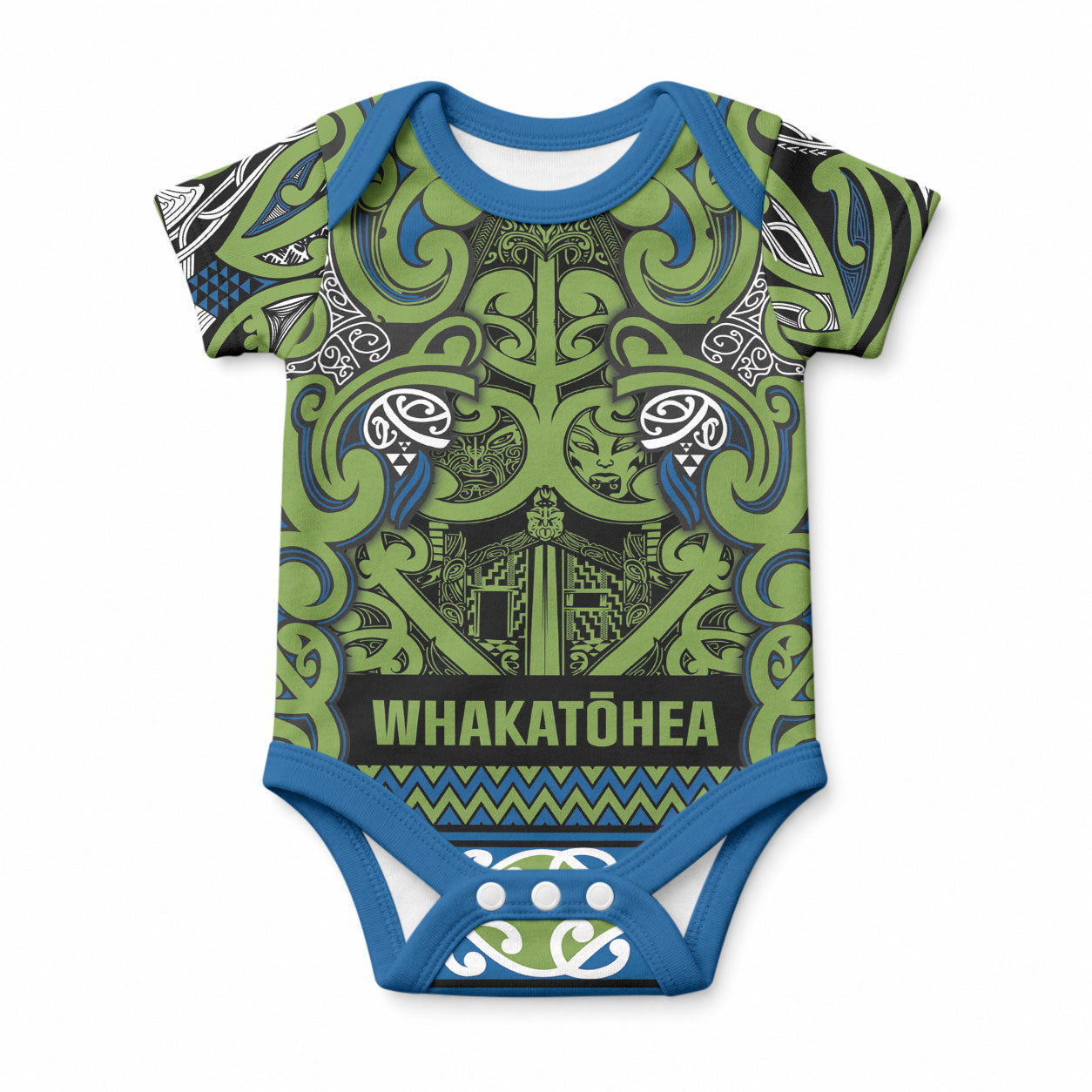 Aotearoa Iwi Whakatohea Baby Onesie Maori Wharenui House Tribal Pattern