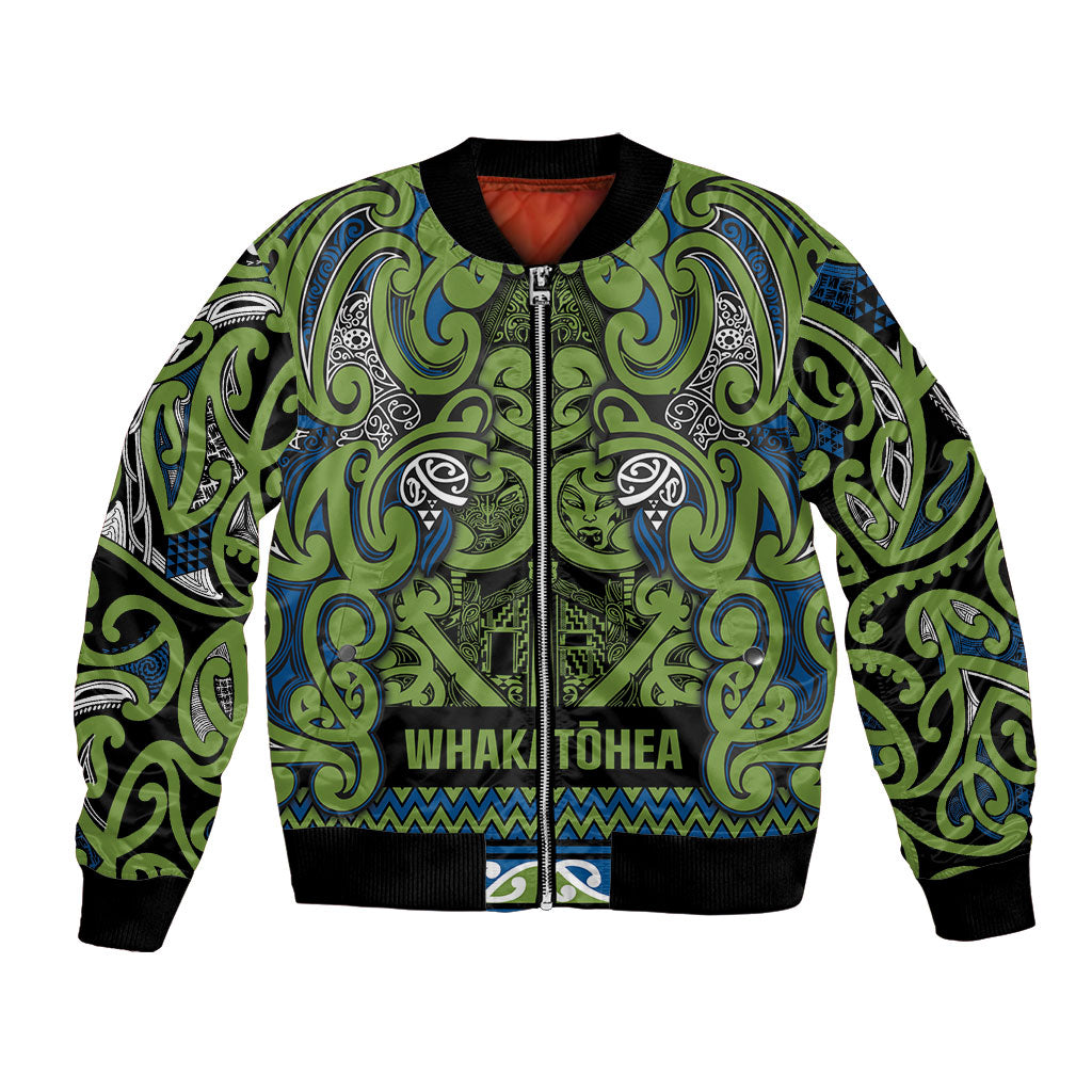 Aotearoa Iwi Whakatohea Bomber Jacket Maori Wharenui House Tribal Pattern LT9 Unisex Olive green - Polynesian Pride