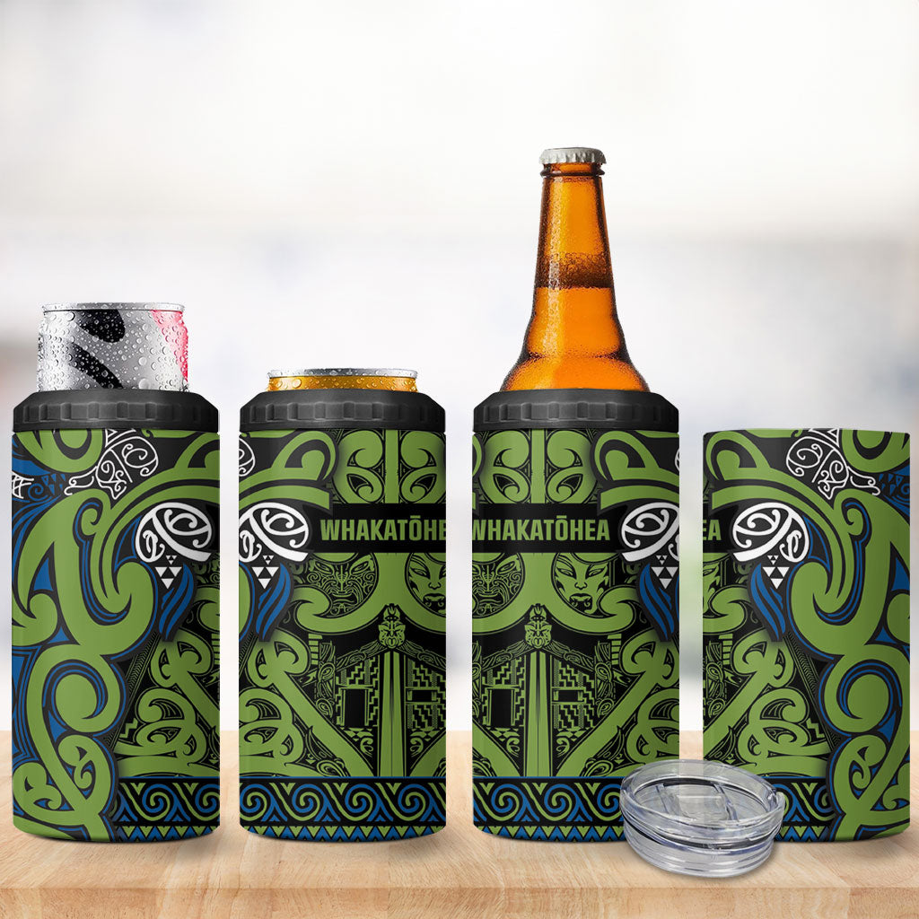 Aotearoa Iwi Whakatohea 4 in 1 Can Cooler Tumbler Maori Wharenui House Tribal Pattern