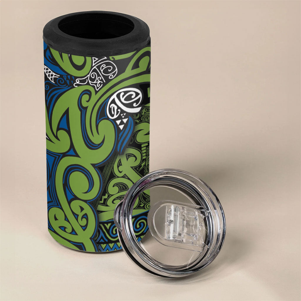 Aotearoa Iwi Whakatohea 4 in 1 Can Cooler Tumbler Maori Wharenui House Tribal Pattern