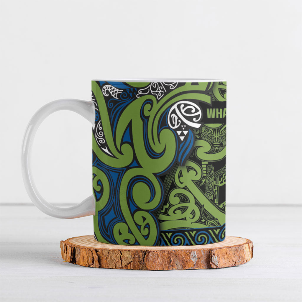 Aotearoa Iwi Whakatohea Ceramic Mug Maori Wharenui House Tribal Pattern LT9 Olive green - Polynesian Pride