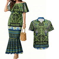 Aotearoa Iwi Whakatohea Couples Matching Mermaid Dress and Hawaiian Shirt Maori Wharenui House Tribal Pattern