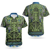 Aotearoa Iwi Whakatohea Couples Matching Off The Shoulder Long Sleeve Dress and Hawaiian Shirt Maori Wharenui House Tribal Pattern