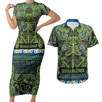 Aotearoa Iwi Whakatohea Couples Matching Short Sleeve Bodycon Dress and Hawaiian Shirt Maori Wharenui House Tribal Pattern