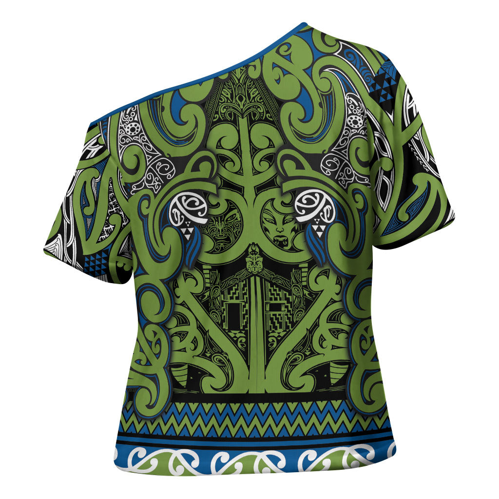 Aotearoa Iwi Whakatohea Cross Shoulder Shirt Maori Wharenui House Tribal Pattern