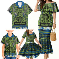 Aotearoa Iwi Whakatohea Family Matching Mermaid Dress and Hawaiian Shirt Maori Wharenui House Tribal Pattern