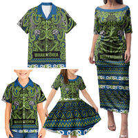 Aotearoa Iwi Whakatohea Family Matching Puletasi and Hawaiian Shirt Maori Wharenui House Tribal Pattern