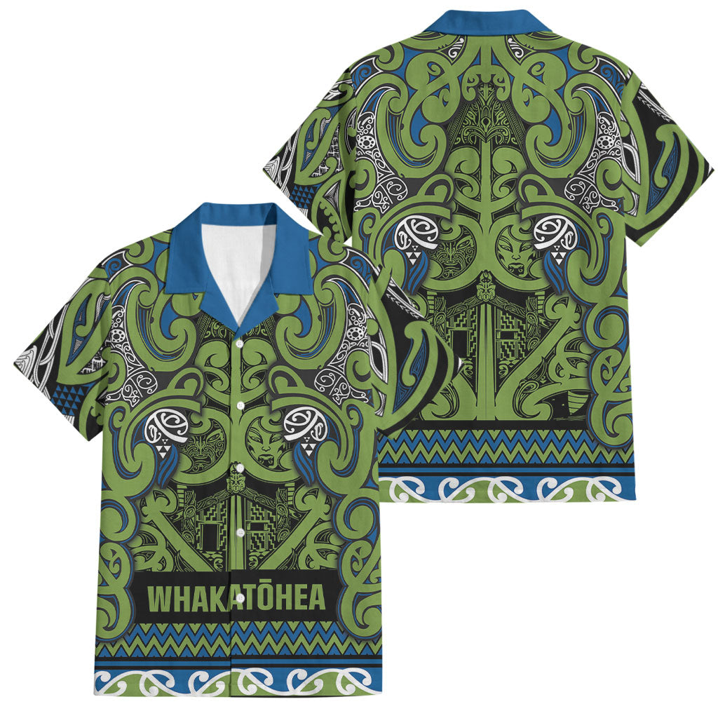 Aotearoa Iwi Whakatohea Family Matching Puletasi and Hawaiian Shirt Maori Wharenui House Tribal Pattern