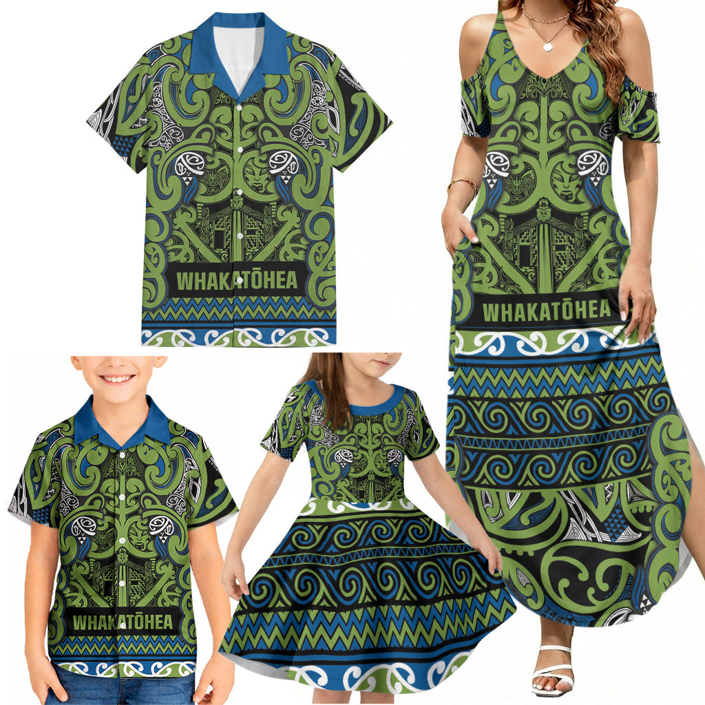 Aotearoa Iwi Whakatohea Family Matching Summer Maxi Dress and Hawaiian Shirt Maori Wharenui House Tribal Pattern LT9 - Polynesian Pride
