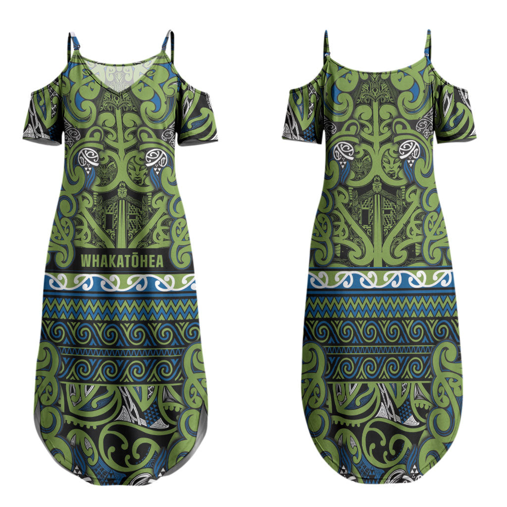 Aotearoa Iwi Whakatohea Family Matching Summer Maxi Dress and Hawaiian Shirt Maori Wharenui House Tribal Pattern