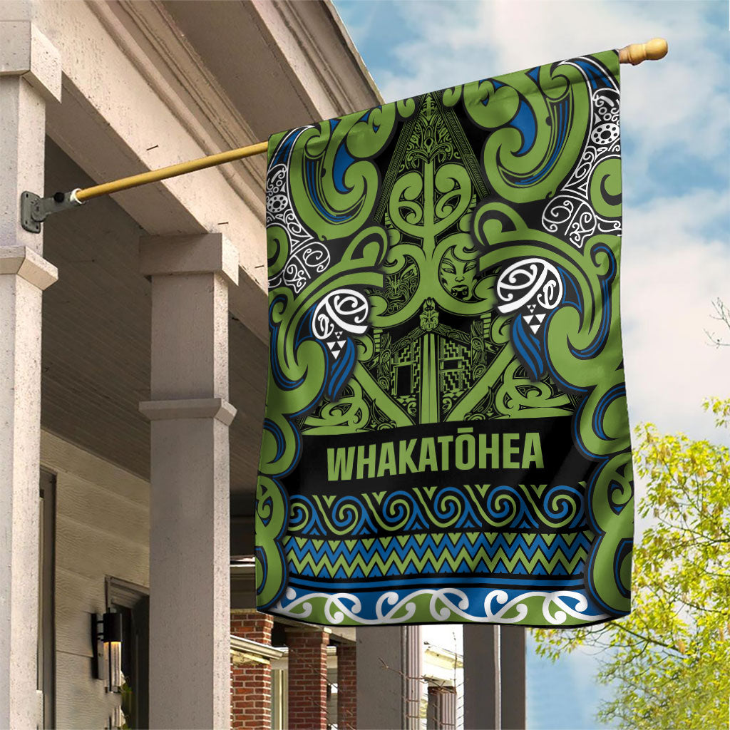 Aotearoa Iwi Whakatohea Garden Flag Maori Wharenui House Tribal Pattern LT9 House Flag Olive green - Polynesian Pride