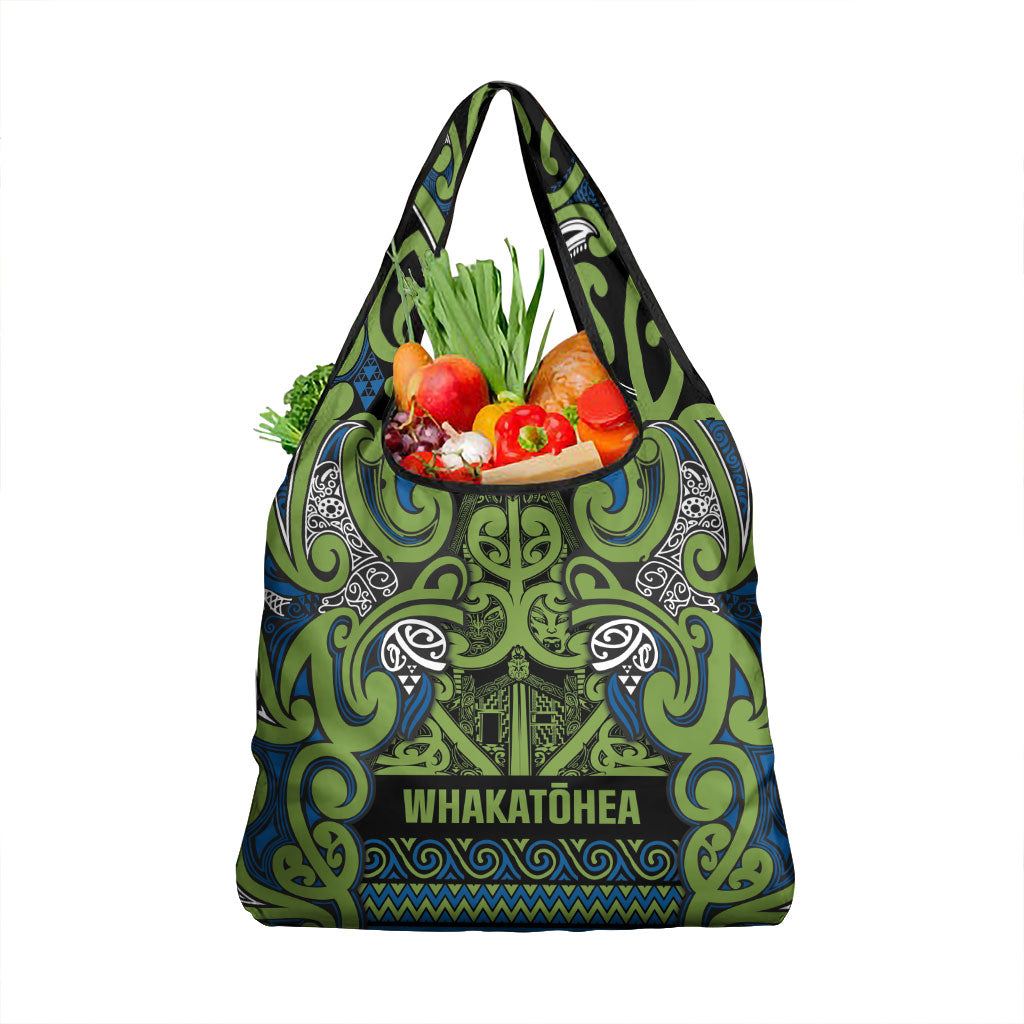 Aotearoa Iwi Whakatohea Grocery Bag Maori Wharenui House Tribal Pattern LT9 1-pack One Size Olive green - Polynesian Pride