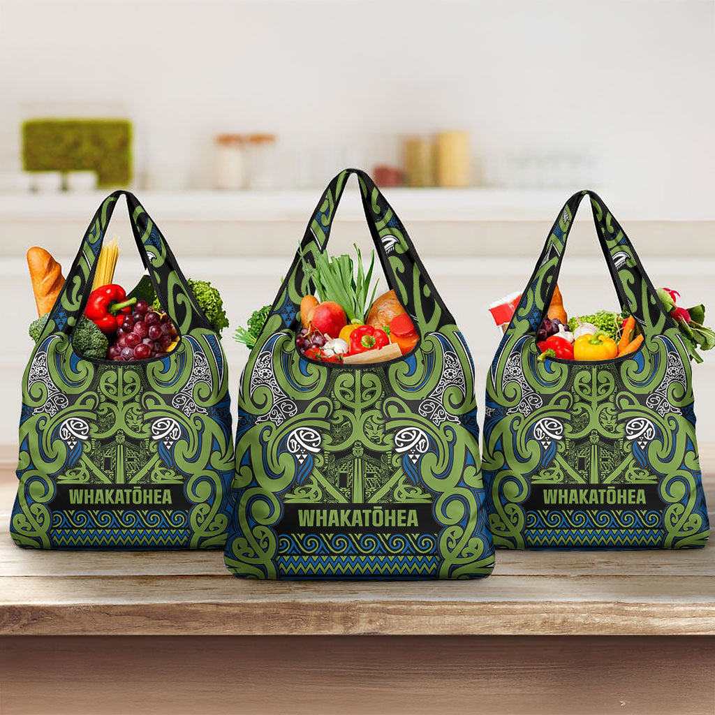 Aotearoa Iwi Whakatohea Grocery Bag Maori Wharenui House Tribal Pattern
