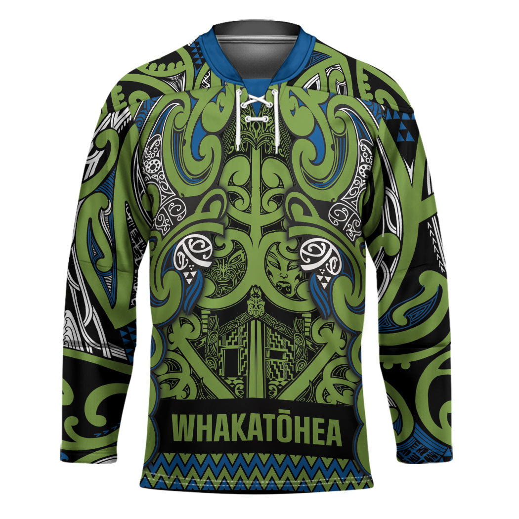 Aotearoa Iwi Whakatohea Hockey Jersey Maori Wharenui House Tribal Pattern LT9 Unisex Olive green - Polynesian Pride