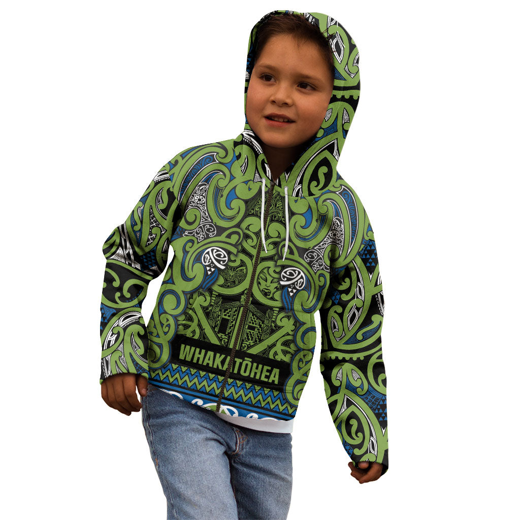 Aotearoa Iwi Whakatohea Kid Hoodie Maori Wharenui House Tribal Pattern