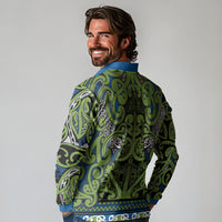 Aotearoa Iwi Whakatohea Long Sleeve Polo Shirt Maori Wharenui House Tribal Pattern