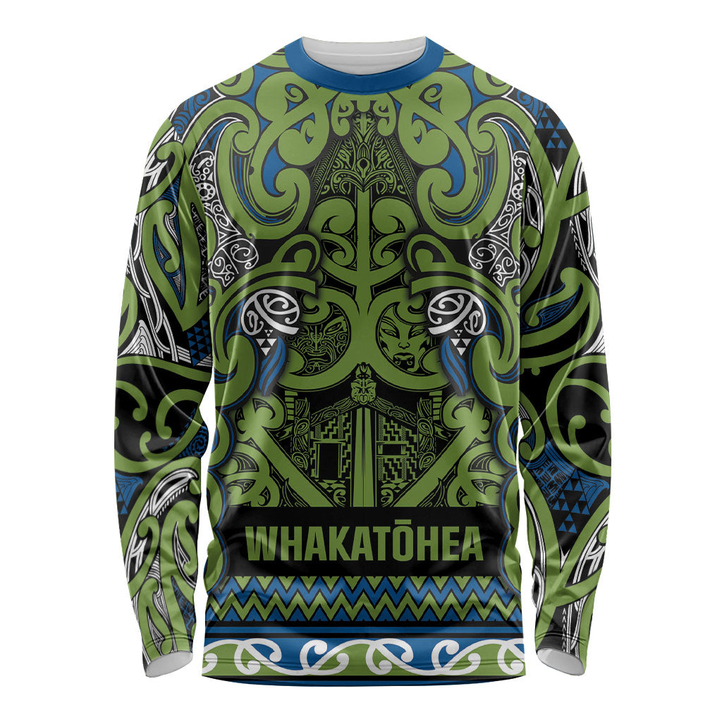 Aotearoa Iwi Whakatohea Long Sleeve Shirt Maori Wharenui House Tribal Pattern LT9 Unisex Olive green - Polynesian Pride