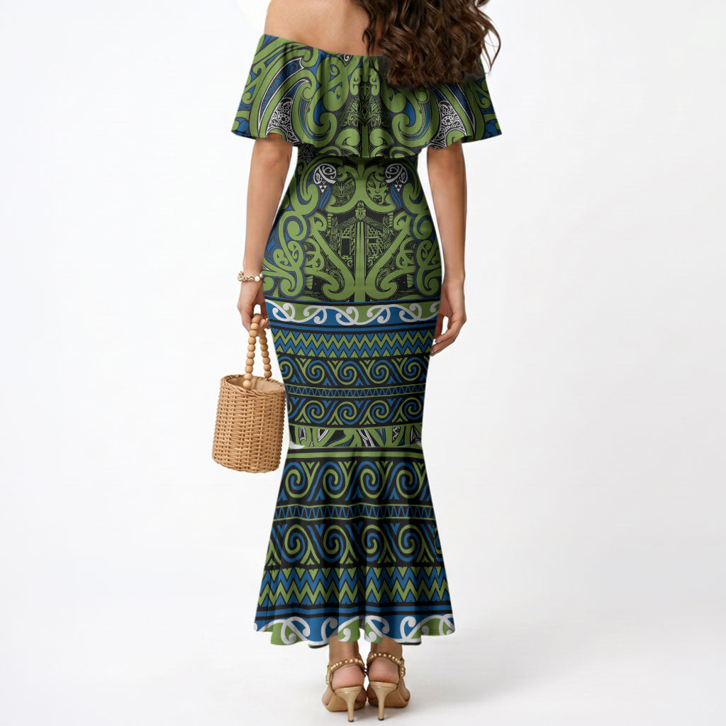Aotearoa Iwi Whakatohea Mermaid Dress Maori Wharenui House Tribal Pattern