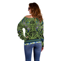 Aotearoa Iwi Whakatohea Off Shoulder Sweater Maori Wharenui House Tribal Pattern