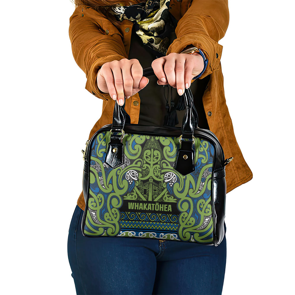 Aotearoa Iwi Whakatohea Shoulder Handbag Maori Wharenui House Tribal Pattern LT9 One Size Olive green - Polynesian Pride