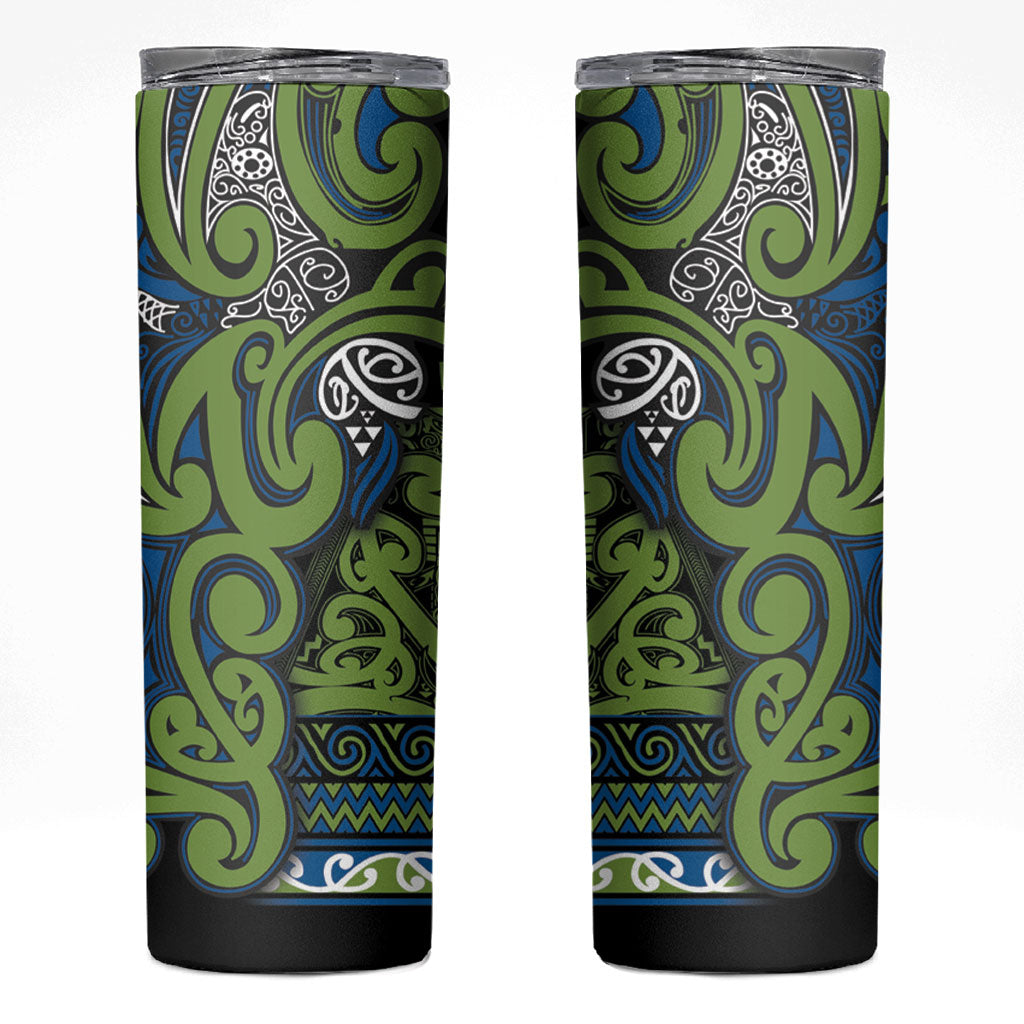 Aotearoa Iwi Whakatohea Skinny Tumbler Maori Wharenui House Tribal Pattern LT9 Olive green - Polynesian Pride