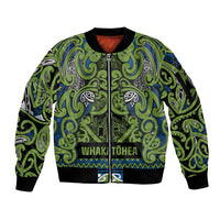 Aotearoa Iwi Whakatohea Sleeve Zip Bomber Jacket Maori Wharenui House Tribal Pattern