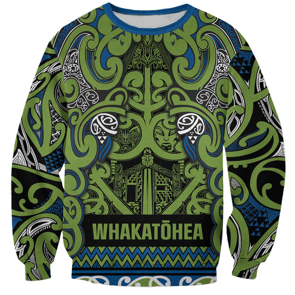 Aotearoa Iwi Whakatohea Sweatshirt Maori Wharenui House Tribal Pattern LT9 Unisex Olive green - Polynesian Pride