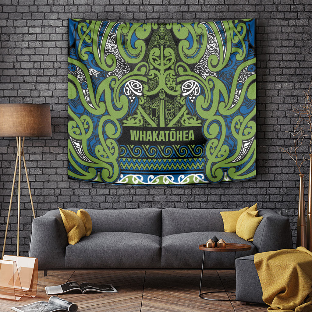 Aotearoa Iwi Whakatohea Tapestry Maori Wharenui House Tribal Pattern LT9 Olive green - Polynesian Pride