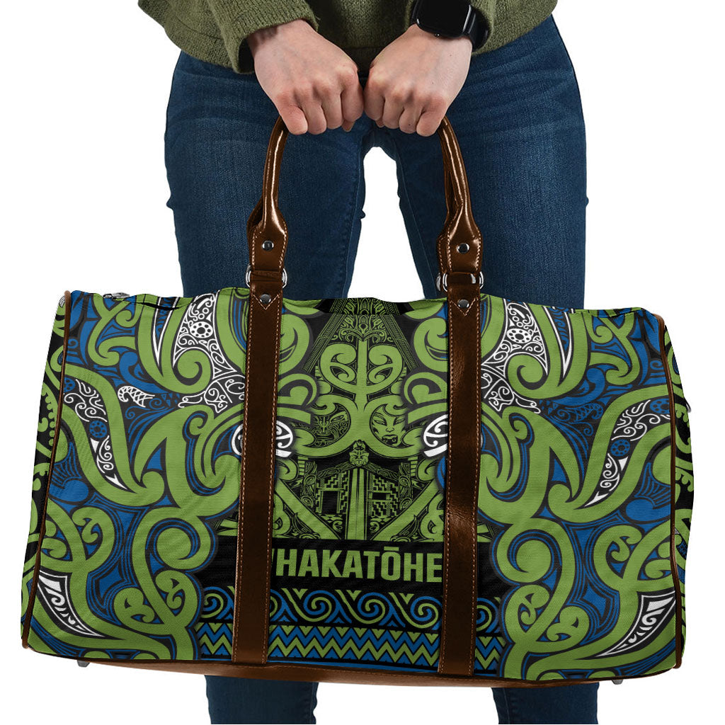 Aotearoa Iwi Whakatohea Travel Bag Maori Wharenui House Tribal Pattern LT9 Olive green - Polynesian Pride