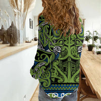 Aotearoa Iwi Whakatohea Women Casual Shirt Maori Wharenui House Tribal Pattern