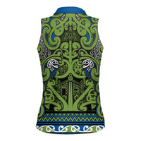 Aotearoa Iwi Whakatohea Women Sleeveless Polo Shirt Maori Wharenui House Tribal Pattern