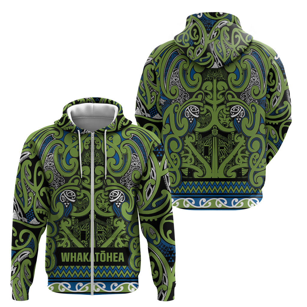 Aotearoa Iwi Whakatohea Zip Hoodie Maori Wharenui House Tribal Pattern