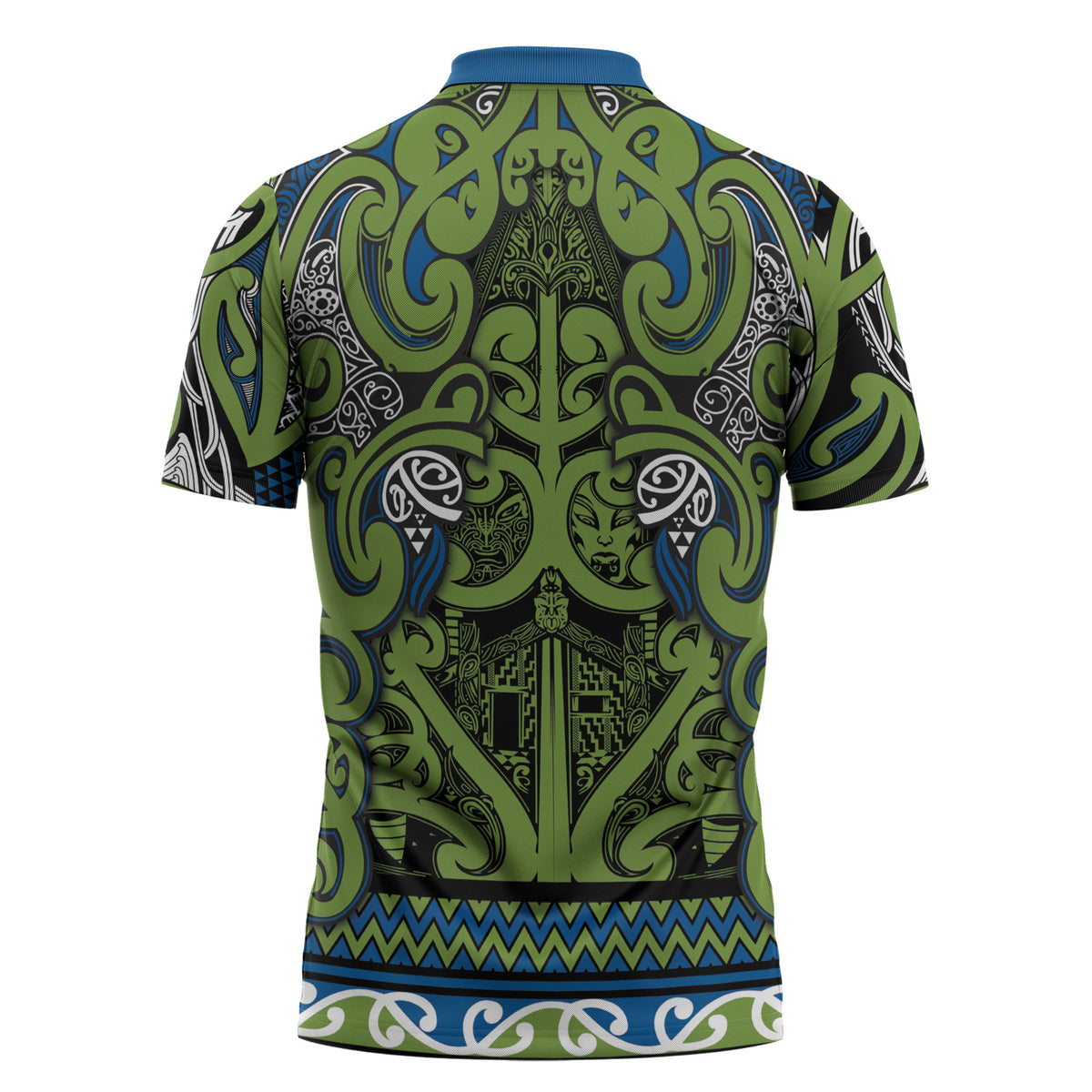 Aotearoa Iwi Whakatohea Zipper Polo Shirt Maori Wharenui House Tribal Pattern