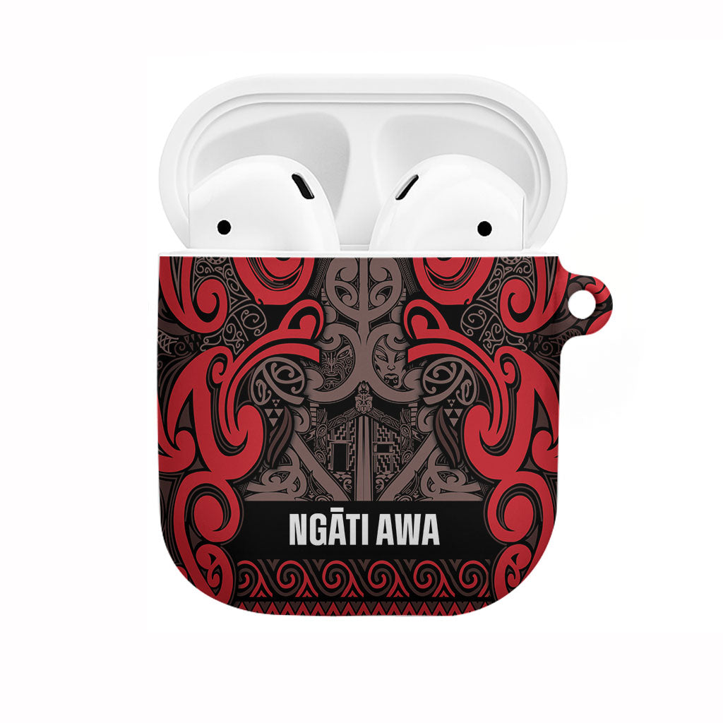 Aotearoa Iwi Ngati Awa AirPods Case Maori Wharenui House Tribal Pattern LT9 Red - Polynesian Pride