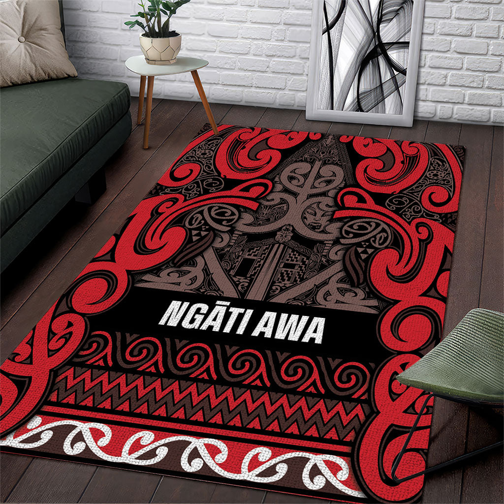 Aotearoa Iwi Ngati Awa Area Rug Maori Wharenui House Tribal Pattern