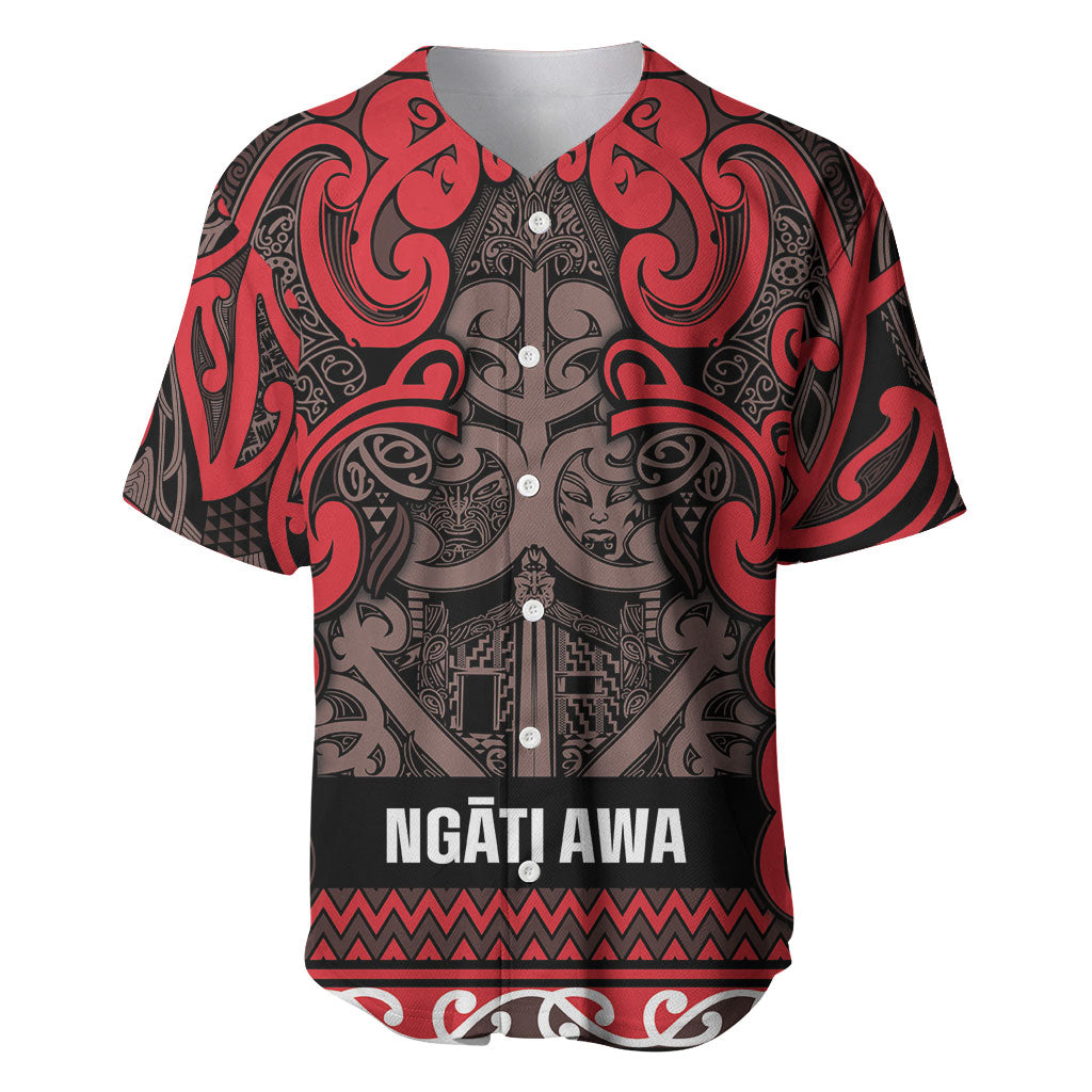 Aotearoa Iwi Ngati Awa Baseball Jersey Maori Wharenui House Tribal Pattern LT9 Red - Polynesian Pride
