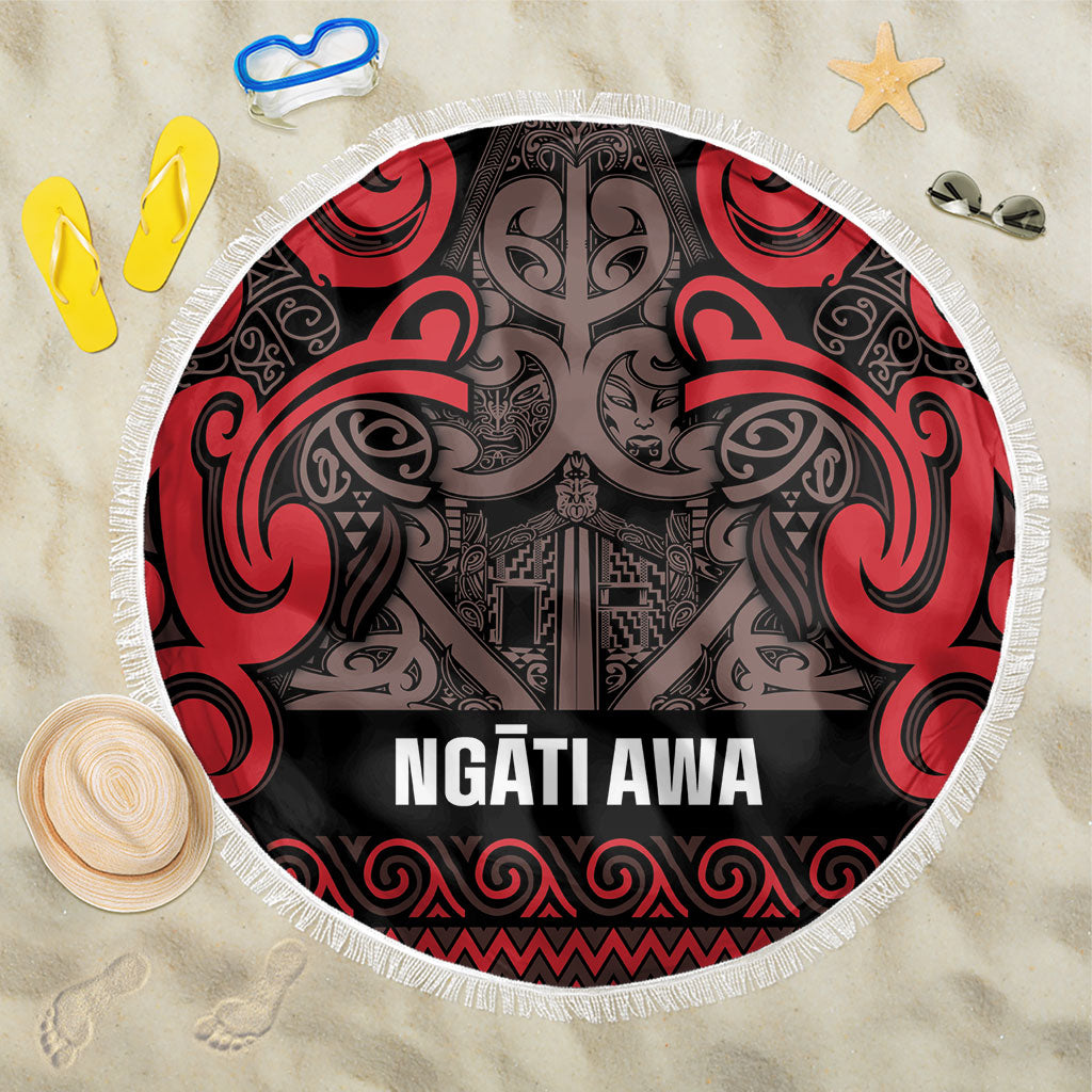 Aotearoa Iwi Ngati Awa Beach Blanket Maori Wharenui House Tribal Pattern