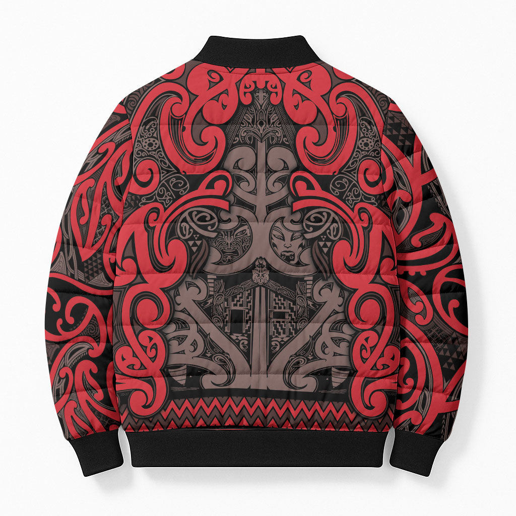 Aotearoa Iwi Ngati Awa Bomber Puffer Jacket Maori Wharenui House Tribal Pattern
