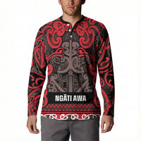 Aotearoa Iwi Ngati Awa Button Sweatshirt Maori Wharenui House Tribal Pattern